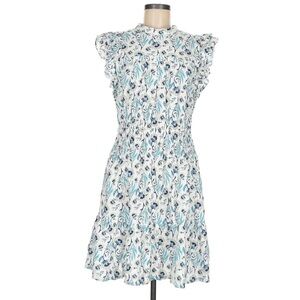 Universal Threads Blue and White Flutter Sleeve Mini Dress Size Small
